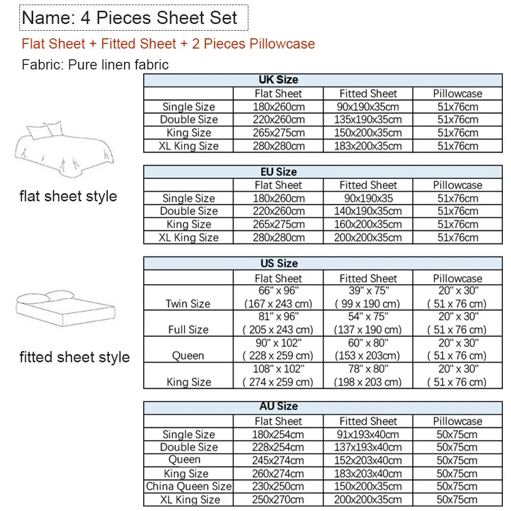 Linen bed sheets
