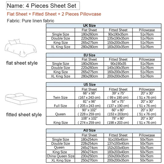 Linen bed sheets